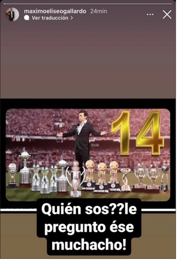 Imagen La respuesta del padre de Gallardo en Instagram.