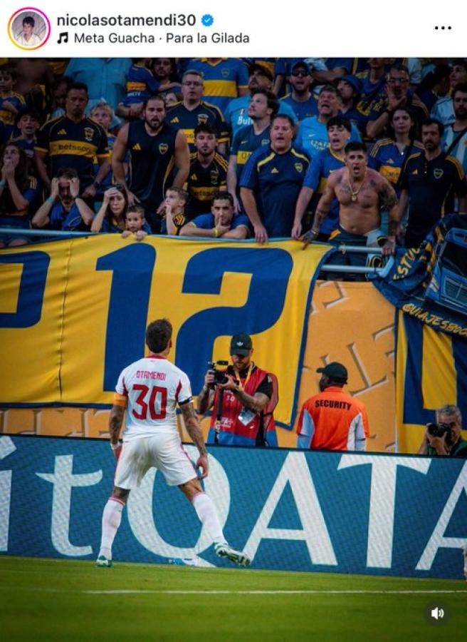 Imagen Otamendi, extasiado, en su festejo de gol contra Boca.