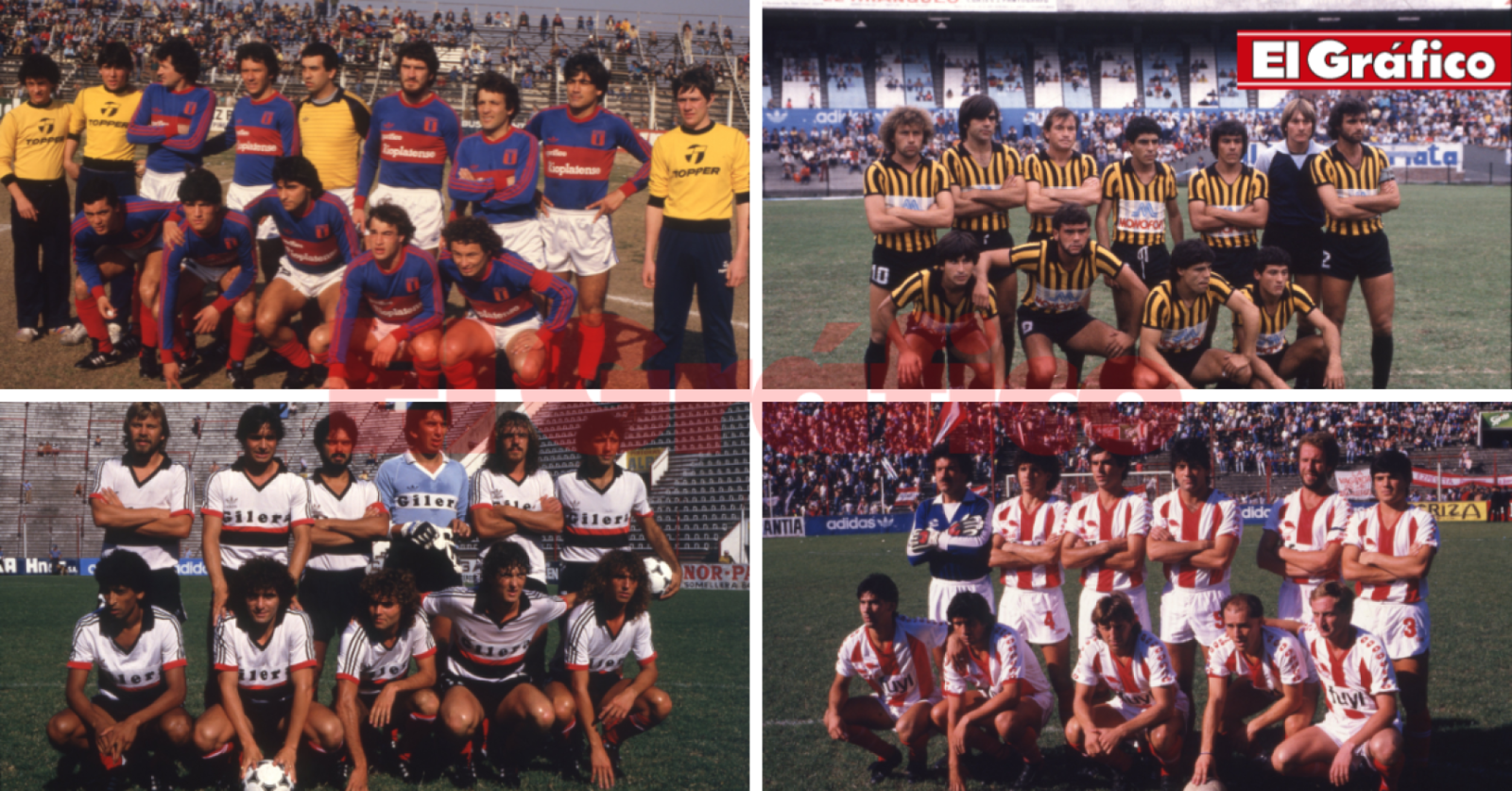 Imagen Tigre (1984), Almirante Brown (1985), Chacarita Juniors (1983) y Talleres (RE) (1988)