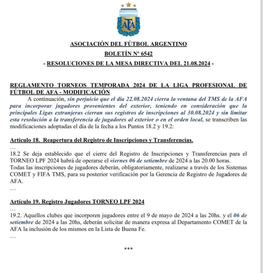 Imagen La resolución de la AFA.