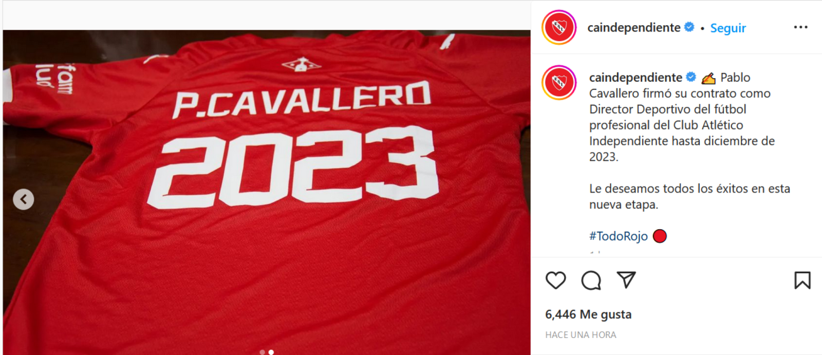 Imagen Cavallero, el encargado de manejar el fútbol del Rojo.