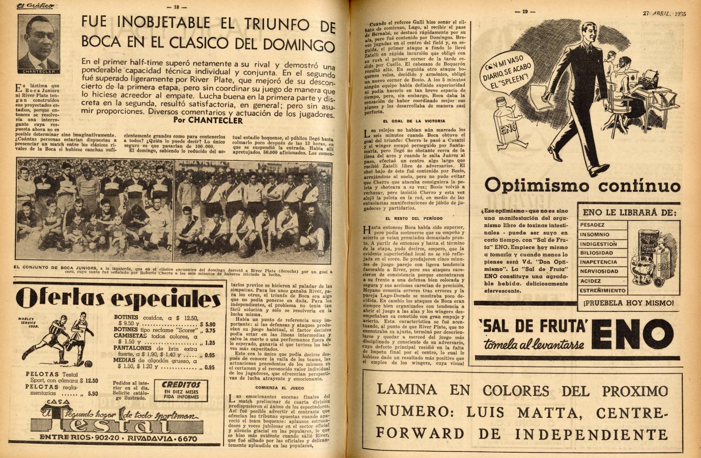 Imagen Boca 1-0 River, 21-4-1935 (cobertura de El Gráfico)