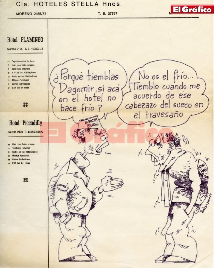 Imagen Un dibujo inédito de Roberto Fontanarrosa, con los detalles del hotel.