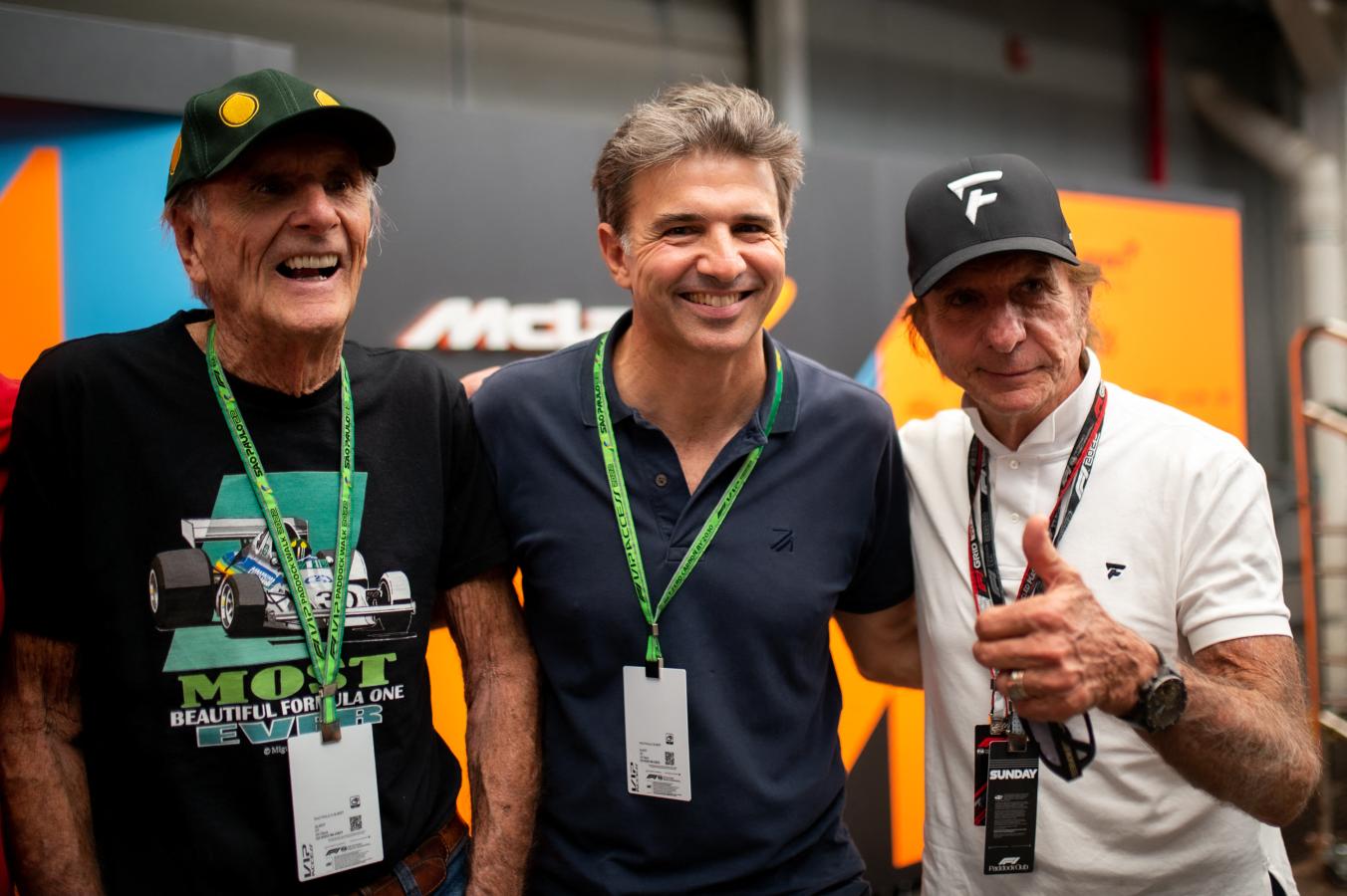 Imagen Wilson, Christian y Emerson Fittipaldi en Interlagos en 2022. Foto: AFP