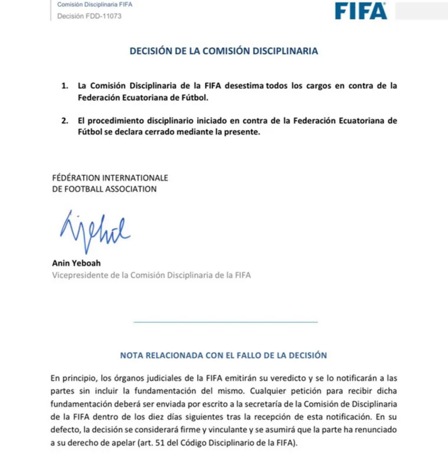 Imagen El fallo de FIFA por Byron Castillo.