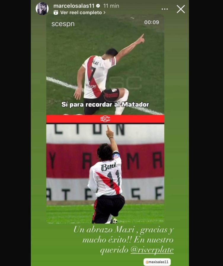 Imagen El mensaje de Marcelo Salas para Maxi Salas tras la imitación de su clásico festejo.