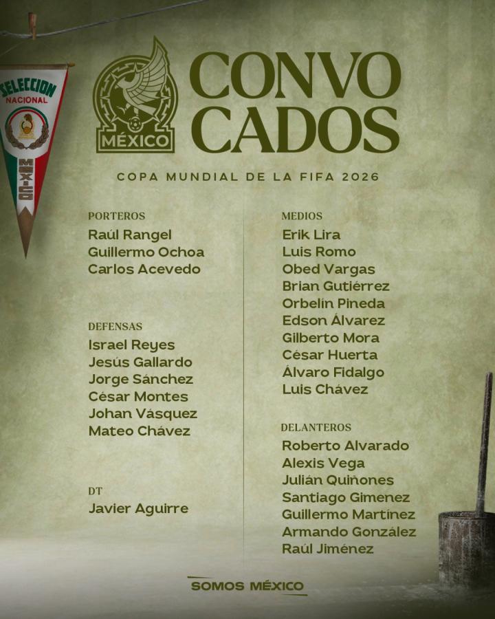 Imagen La Selección de México dio su citación para el Mundial 2026