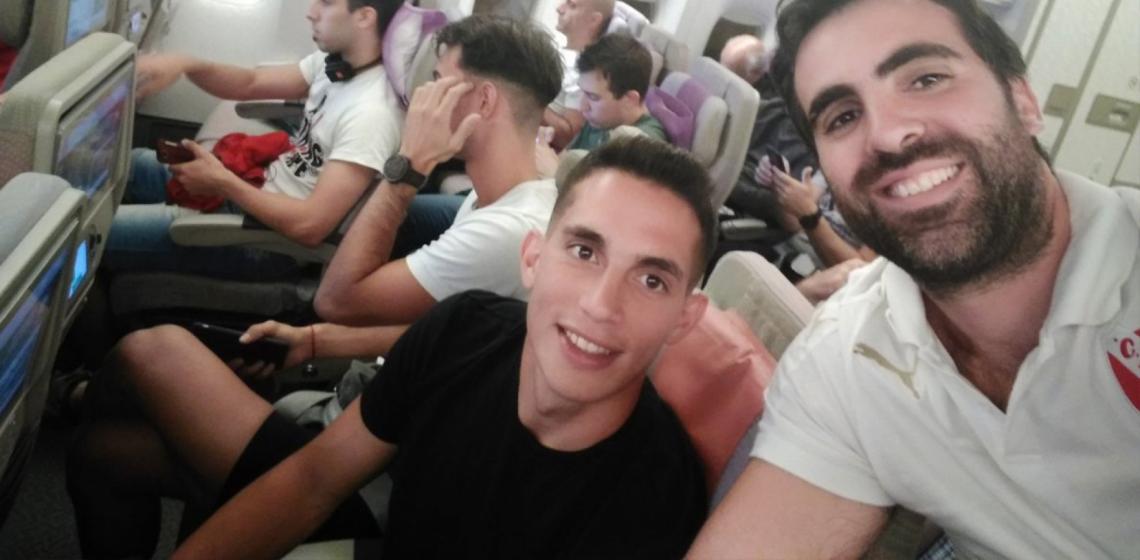 Imagen Con Marcone en un avión, directo a Brasil. Diciembre de 2017, Iván viajando a Brasil como un hincha mas, para la final de la sudamericana frente a Flamengo