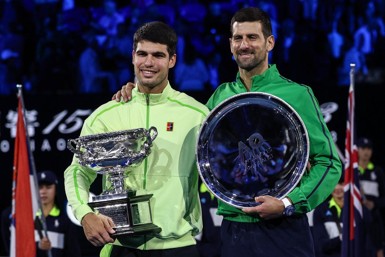 Imagen Djokovic bromeó con Alcaraz: "Eres tan joven como yo, nos veremos muchas veces en los próximos diez años" (AFP).