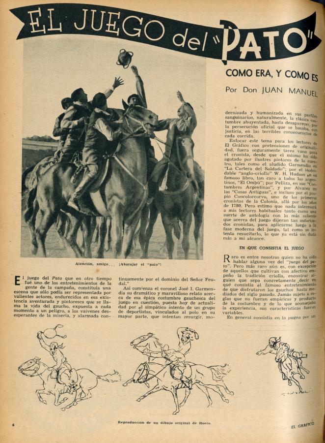 Imagen Nota sobre el pato en la edición 978 de El Gráfico, del 8 de abril de 1938