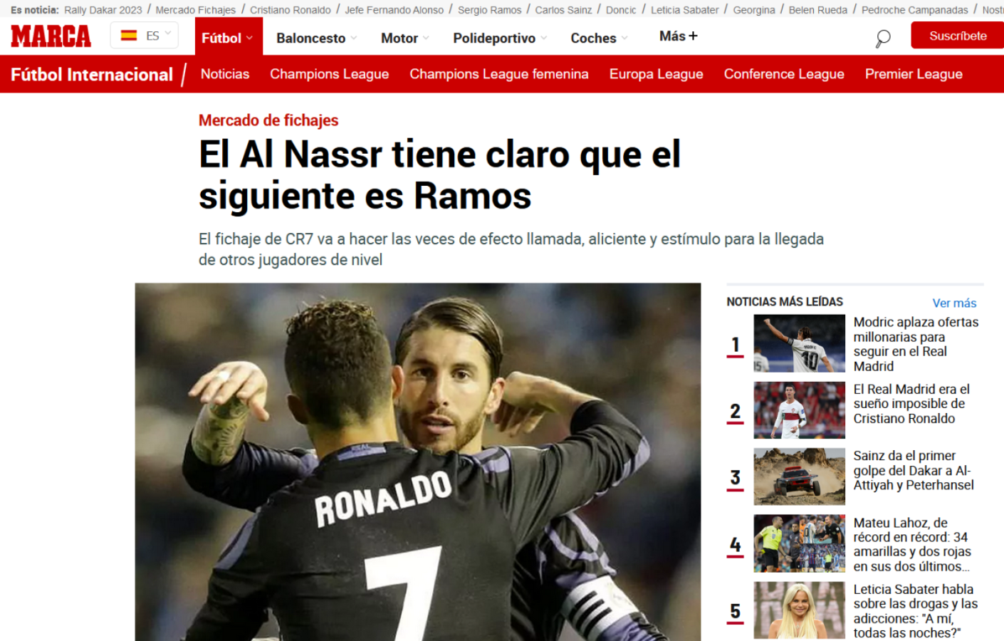 Imagen Sergio Ramos y Cristiano Ronaldo podrían volver a compartir equipo.