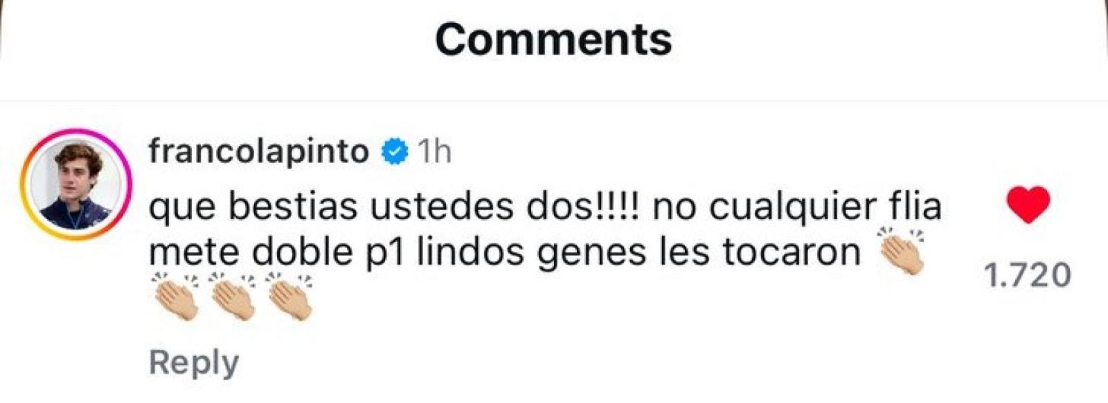 Imagen La felicitación de Colapinto a los hermanos Benavides.