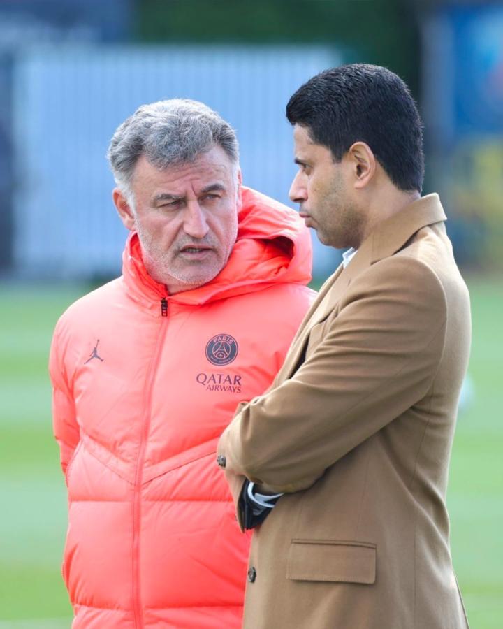 Imagen La charla entre Gatier y Nasser Al-Khelaifi. Foto PSG.