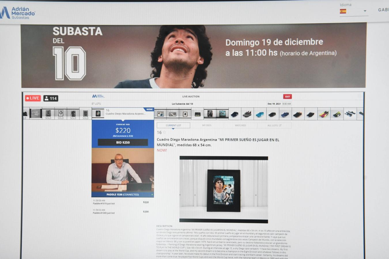 Imagen Comenzó la subasta de los bienes de Maradona (TELAM)