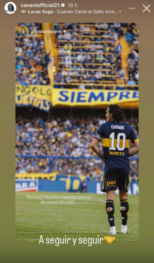 Imagen La señal de optimismo de Cavani para los hinchas de Boca.