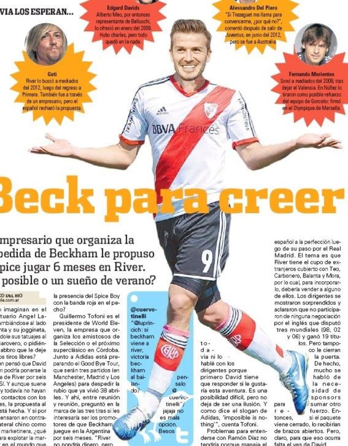 Imagen Las informaciones que daban como muy probable la llegada de Beckham a River.