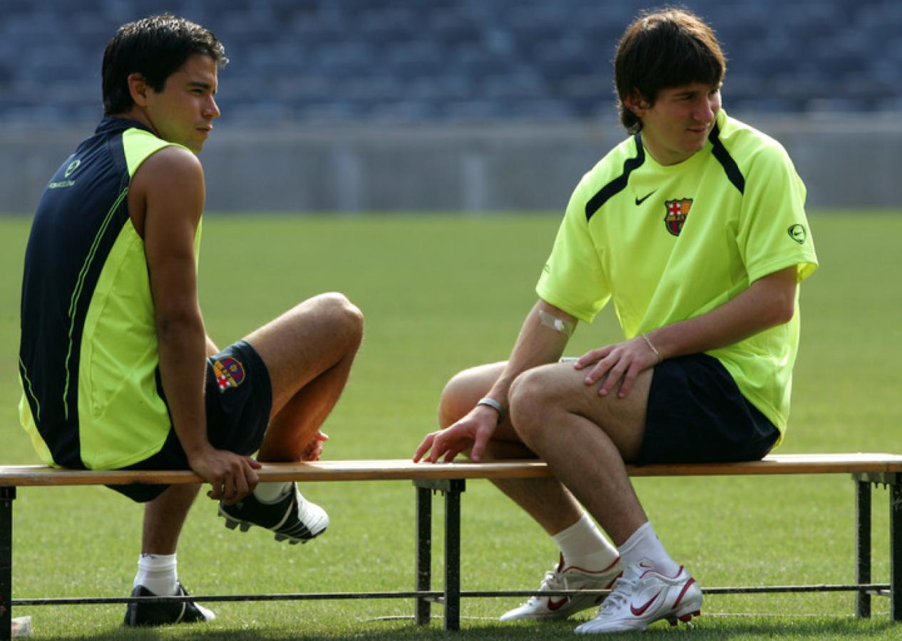 Imagen Saviola y Messi, en aquellos tiempos en Barcelona.