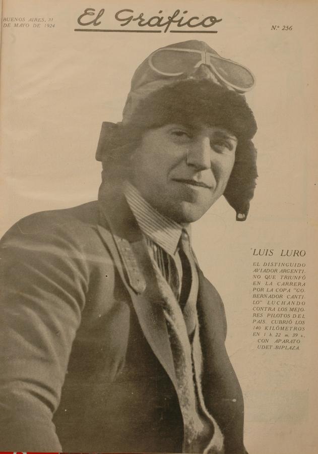 Imagen La portada del número que marca el primer quinquenio de El Gráfico. En ella, Luis Luro, vencedor de una carrera aérea. 