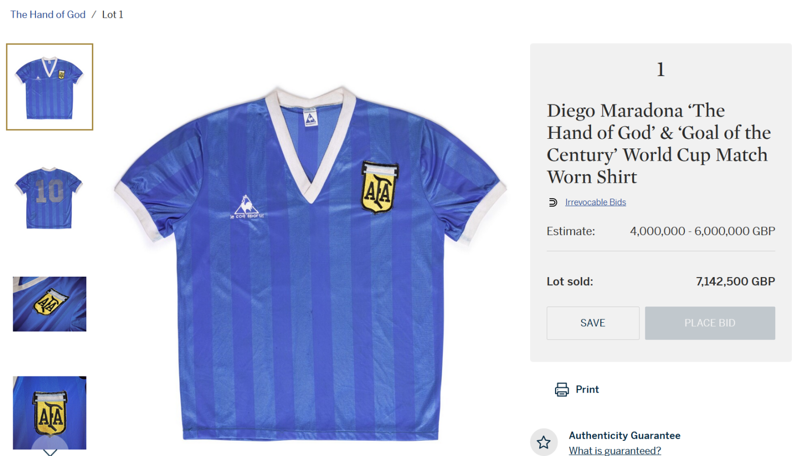 Imagen La subasta de la camiseta de Diego.
