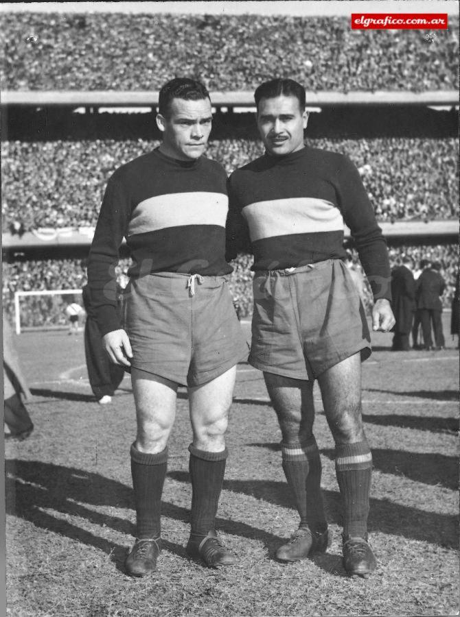 Imagen Federico “Perique” Edwards, santafecino. Juan “Comisario“ Colman, entrerriano. Ambos llegaron a Boca y fueron una de sus más famosas duplas de zagueros. Salieron campeones en 1954.