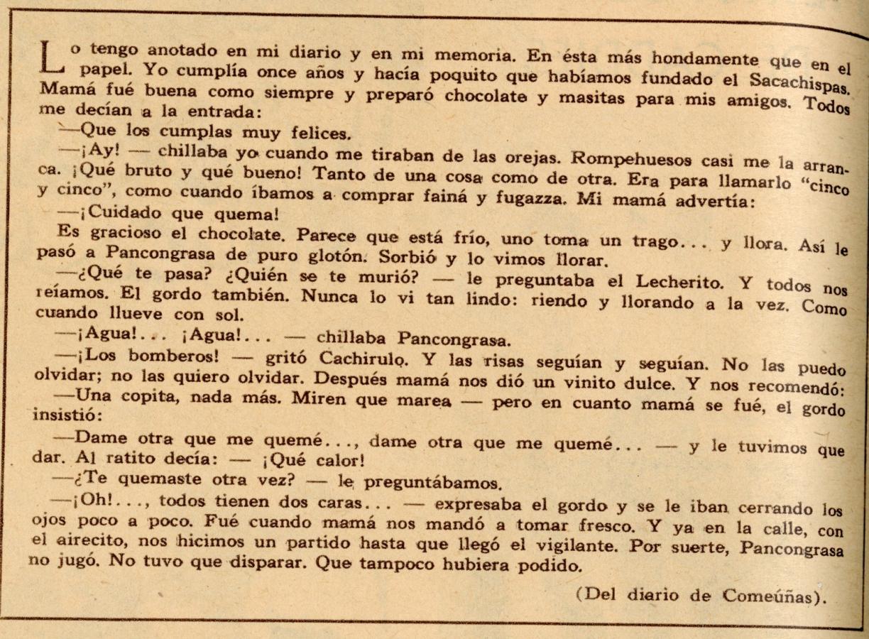 Imagen Apiladas, 21 de febrero de 1947: mención a Sacachispas más de un año antes de su fundación.