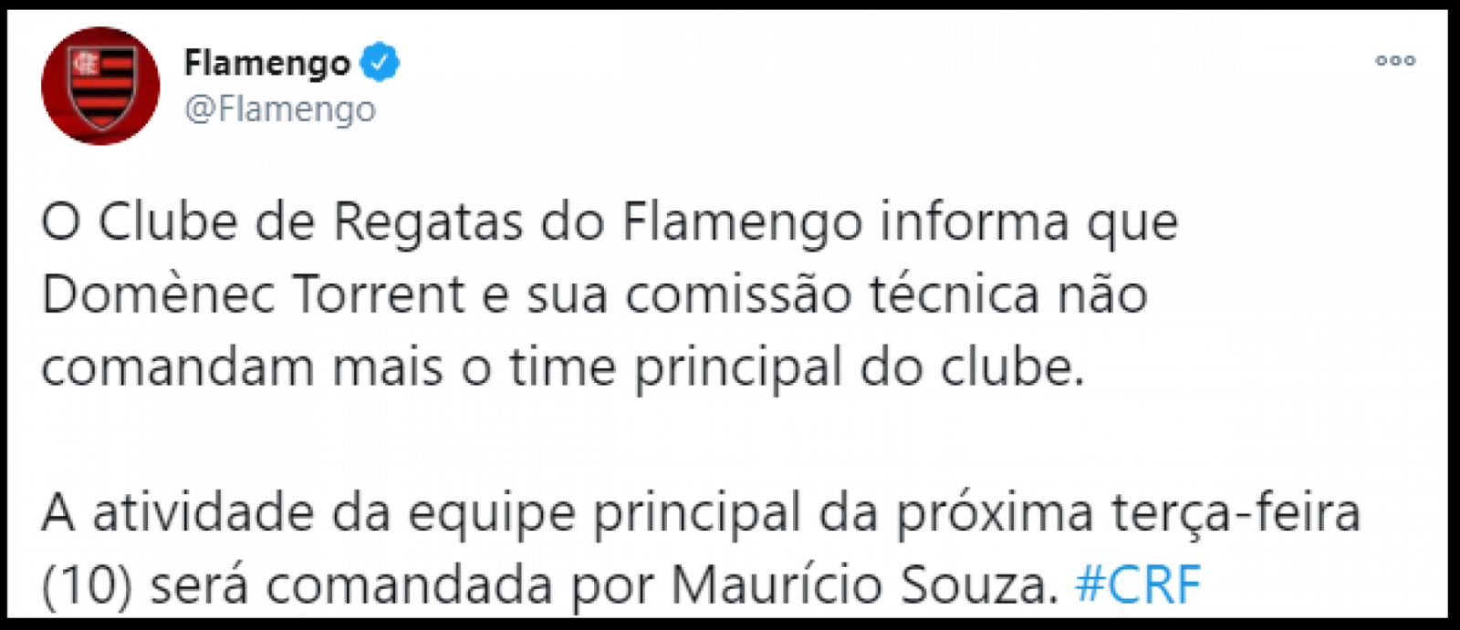 Imagen A través de su cuenta oficial de Twitter, Flamengo confirmó la salida de Torrent