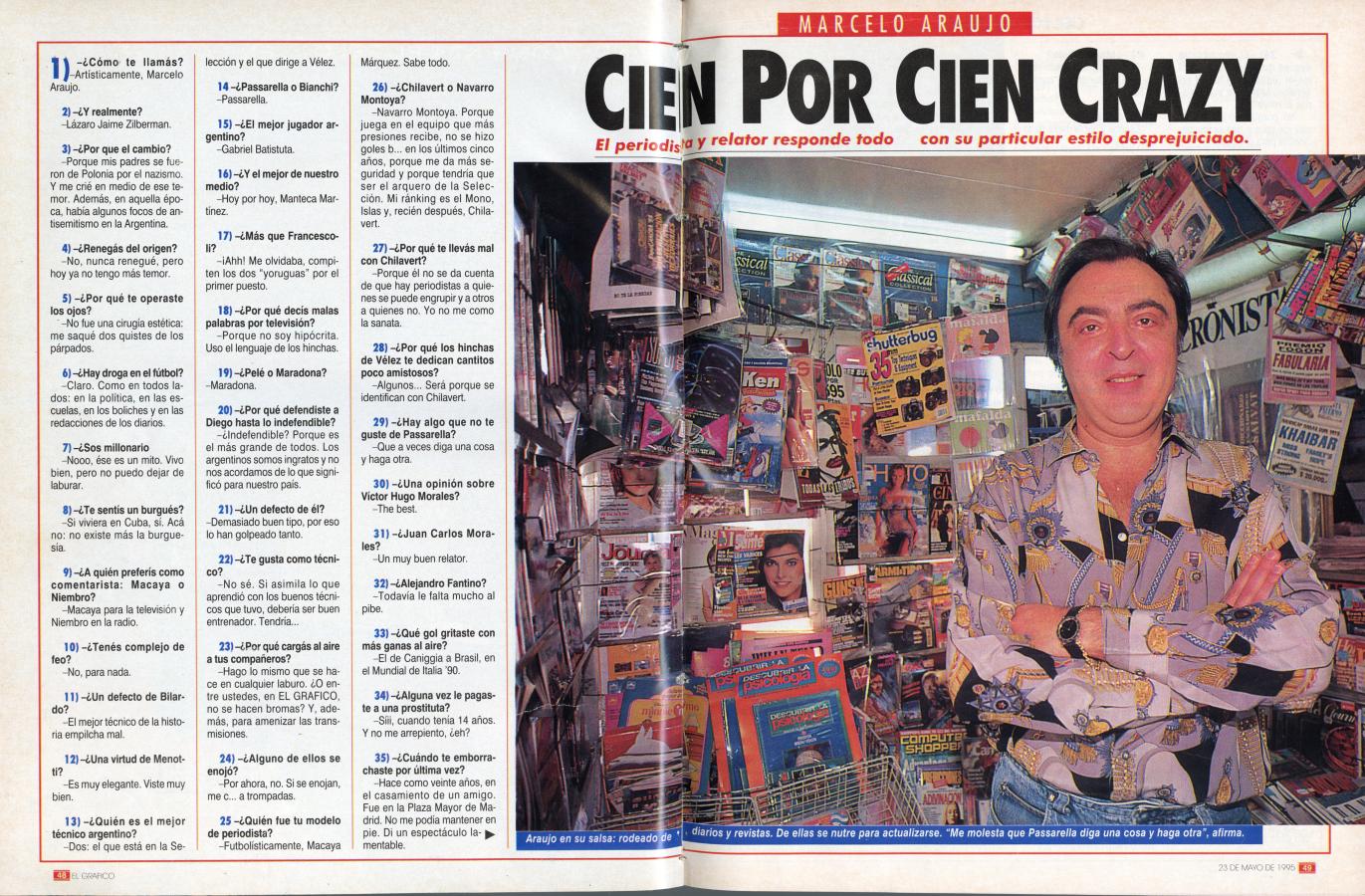 Imagen El "100x100 CRAZY" tal como salió en El Gráfico en 1995