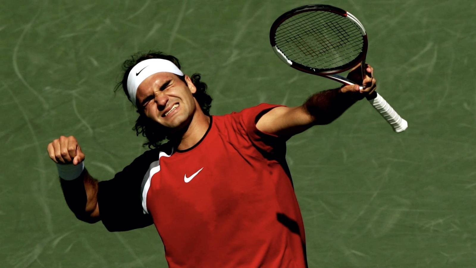 Imagen Así celebraba Roger Federer durante la durísima final de Miami 2005.