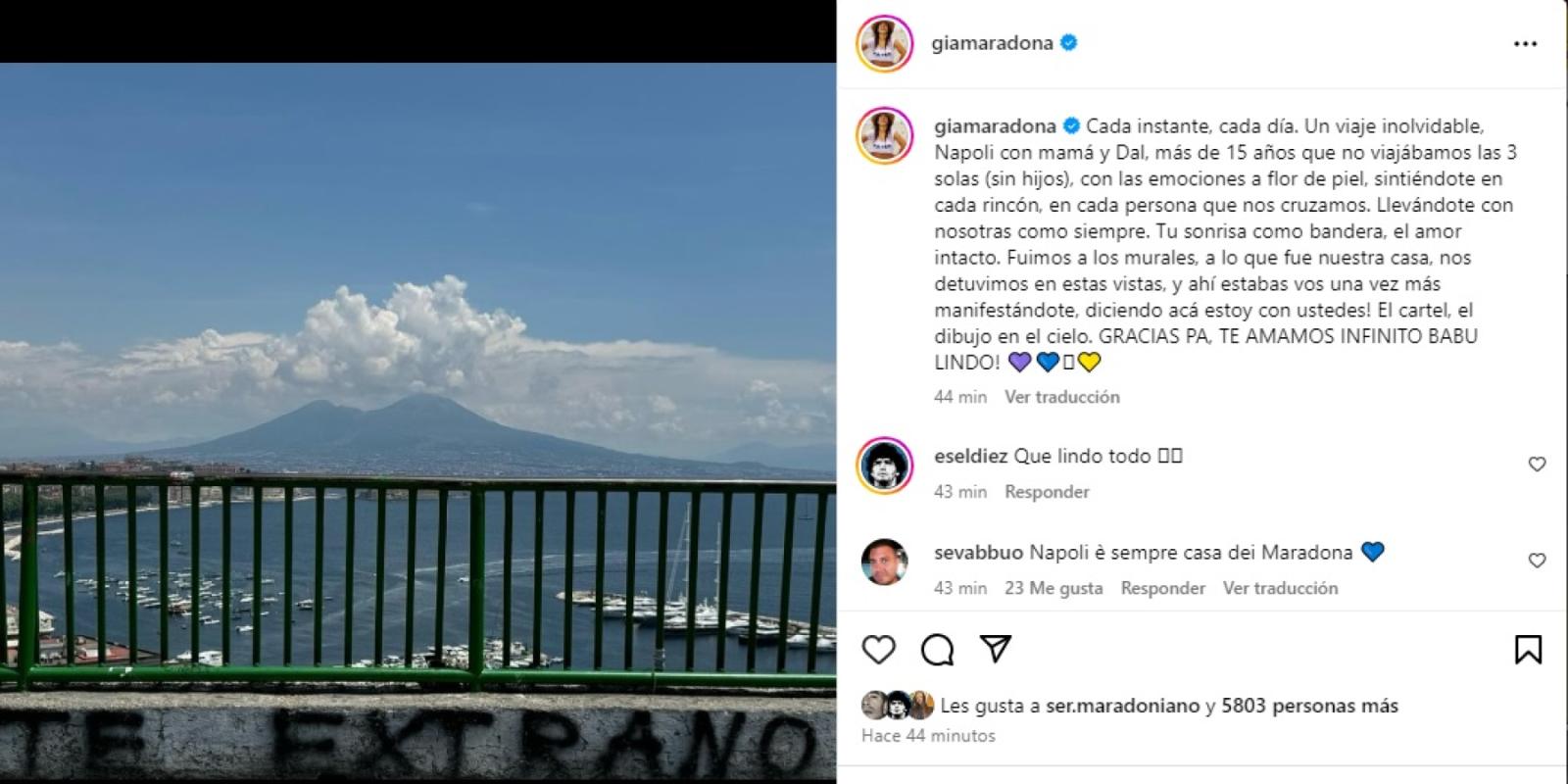 Imagen El emotivo mensaje de Gianinna Maradona.