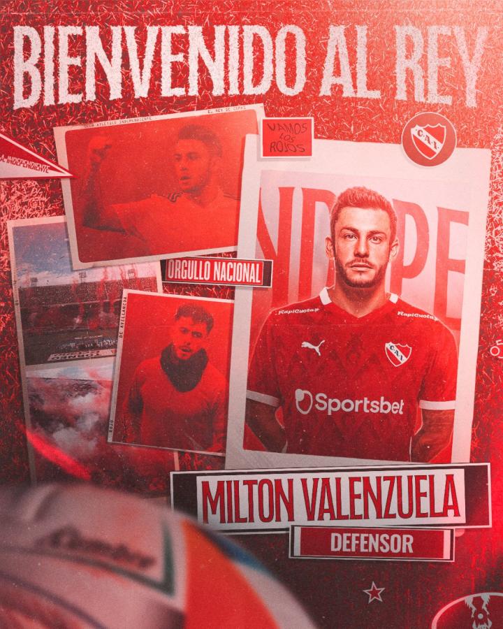 Imagen Milton Valenzuela, nuevo refuerzo de Independiente.
