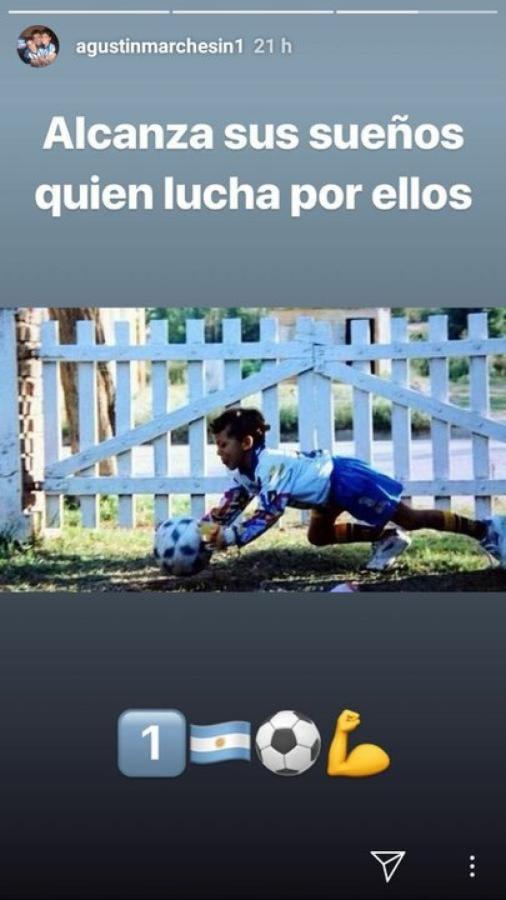 Imagen Marchesín expresó su deseo de atajar en Boca con una foto de su infancia.