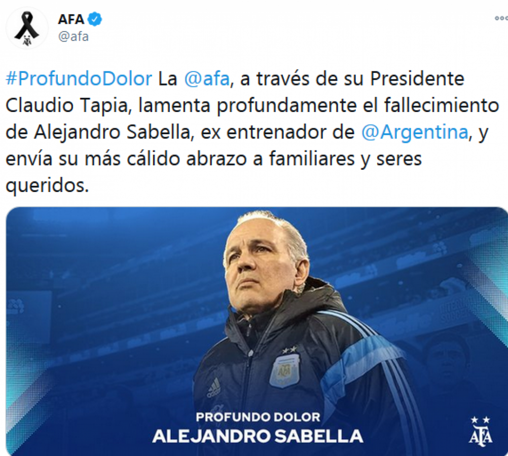 Imagen La AFA lamentó profundamente la partida de Sabella.