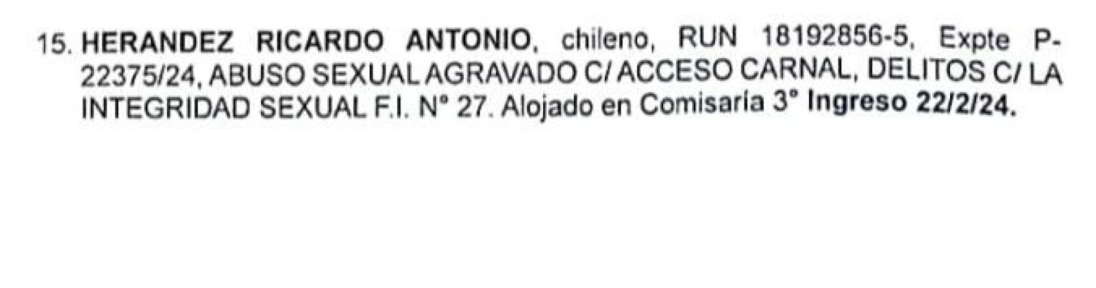 Imagen Así quedó caratulado el expediente del hincha chileno que abusó de un chica en Mendoza.