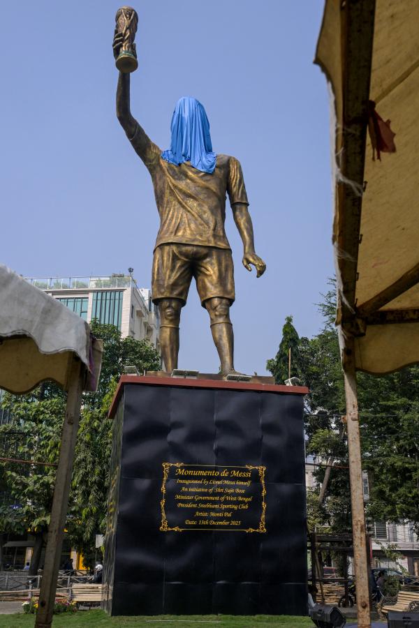 Imagen La estatua de Lionel Messi en India (AFP).
