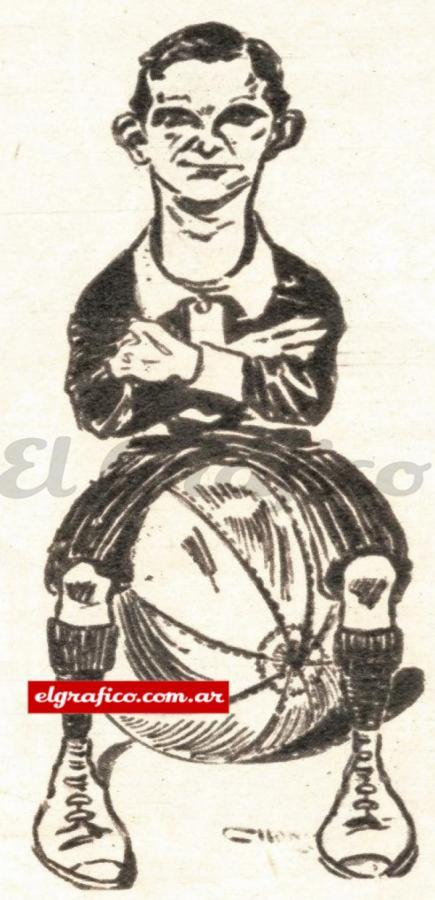 Imagen De la inolvidable "Caras y Caretas" es esta caricatura de Arturo Forrester en 1904, publicada como la primera en su género por la tradicional revista porteña en homenaje al autor del primer vencedor de un arquero extranjero: Clawley, del Southampton.