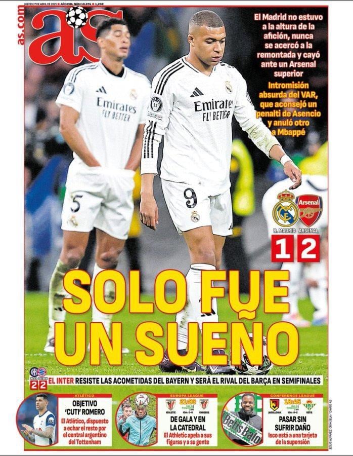 Imagen La tapa de este jueves de As.