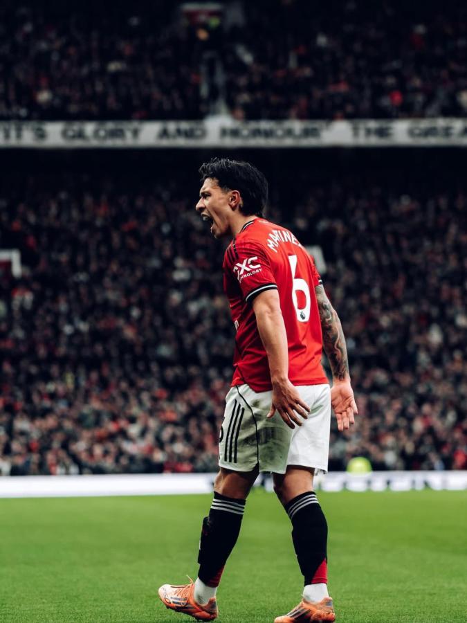 Imagen El grito de Lisandro Martínez durante el clásico de Mánchester que fue para el United.