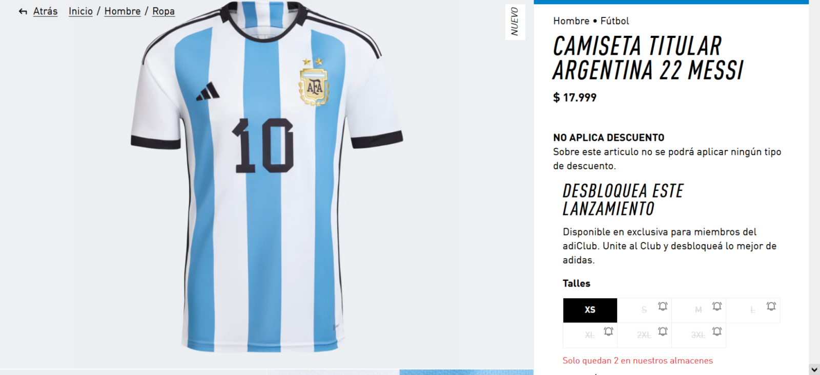 Imagen La camiseta con el 10 de Lionel Messi.