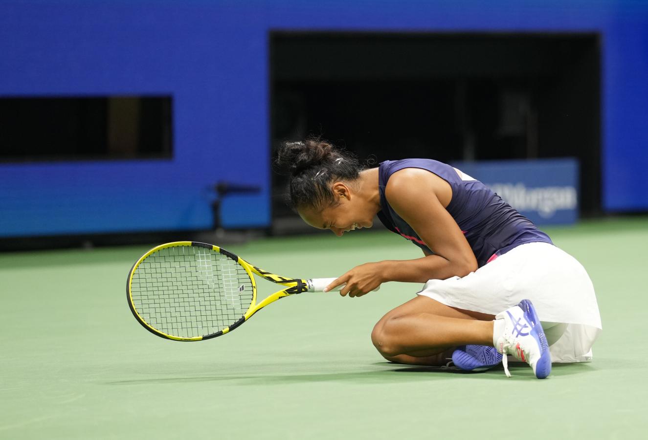 Imagen Leylah Fernandez, instantes después de clasificarse finalista del US Open. Imagen: USTA