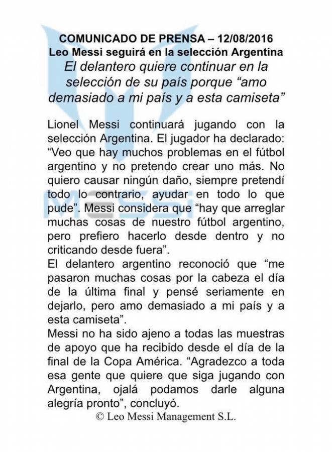 Así anunció Messi su regreso a la Selección Argentina