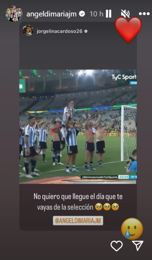 Imagen La historia de Ángel Di María, reflejando el sentimiento de su esposa Jorgelina.