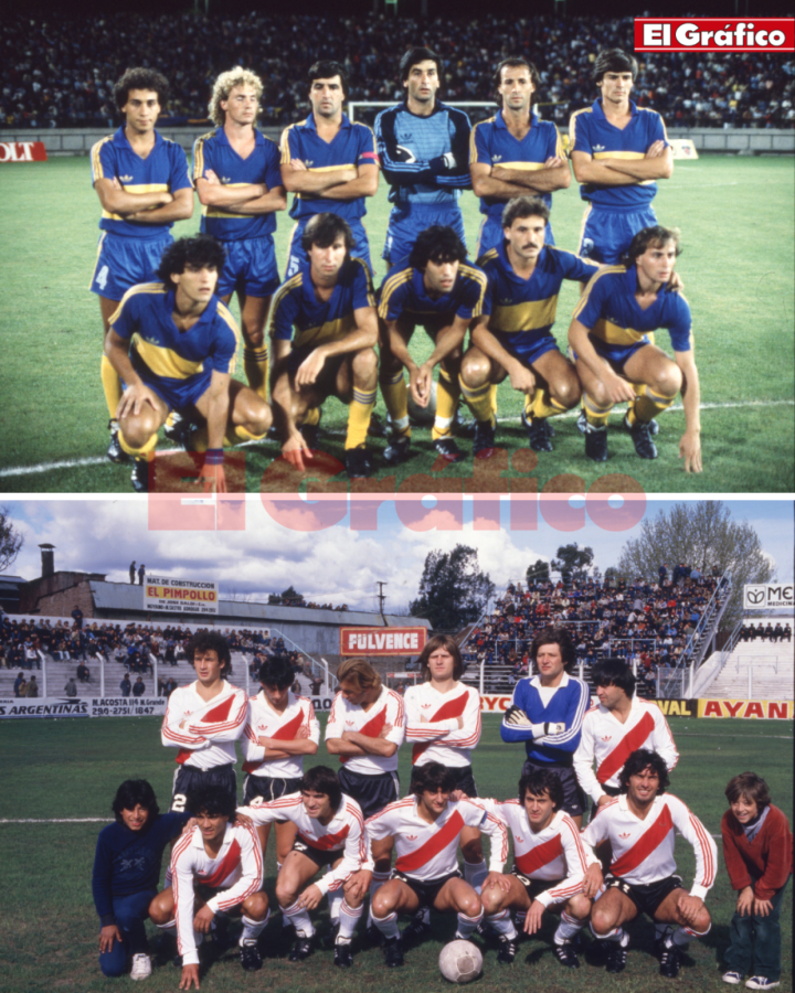 Imagen Formaciones de Boca y River de los años 80