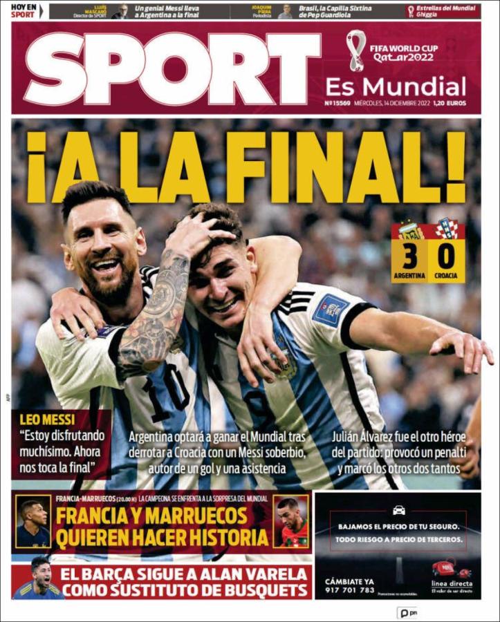 Imagen Sport destacó la clasificación de Argentina a la final