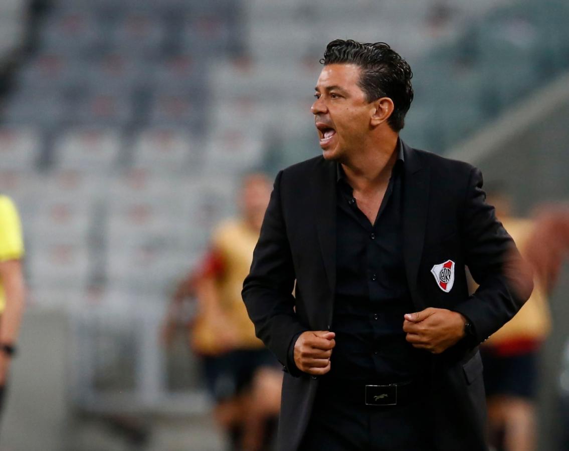 Gallardo vivió con mucha intensidad el empate en Curitiba. Foto: Staff images (Conmebol)