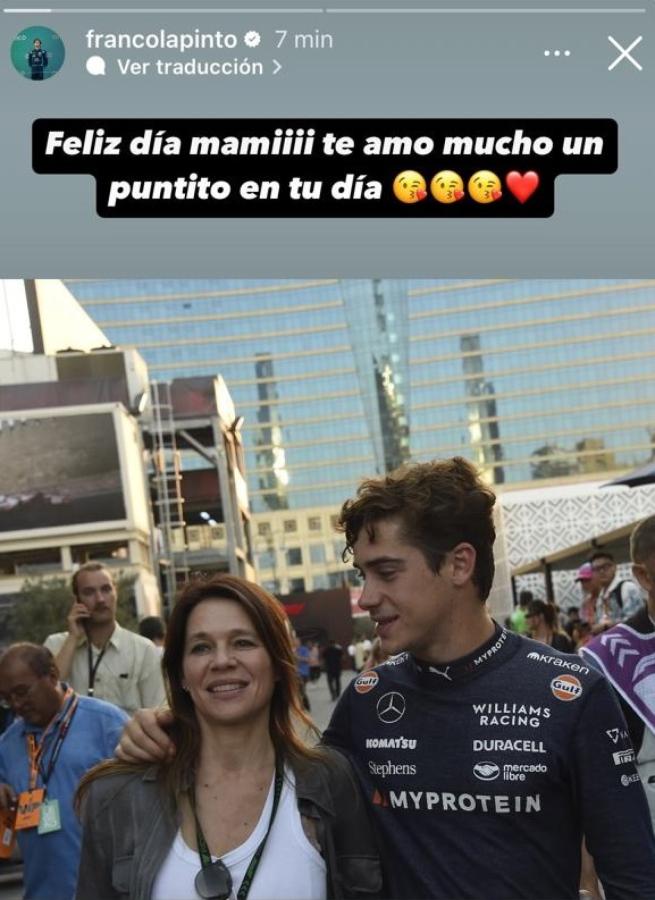 Imagen El saludo especial de Colapinto por el día de la madre.