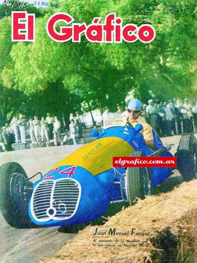 Imagen Edición 1545 de El Gráfico, con Fangio en la tapa. Salió el 18 de marzo de 1949.