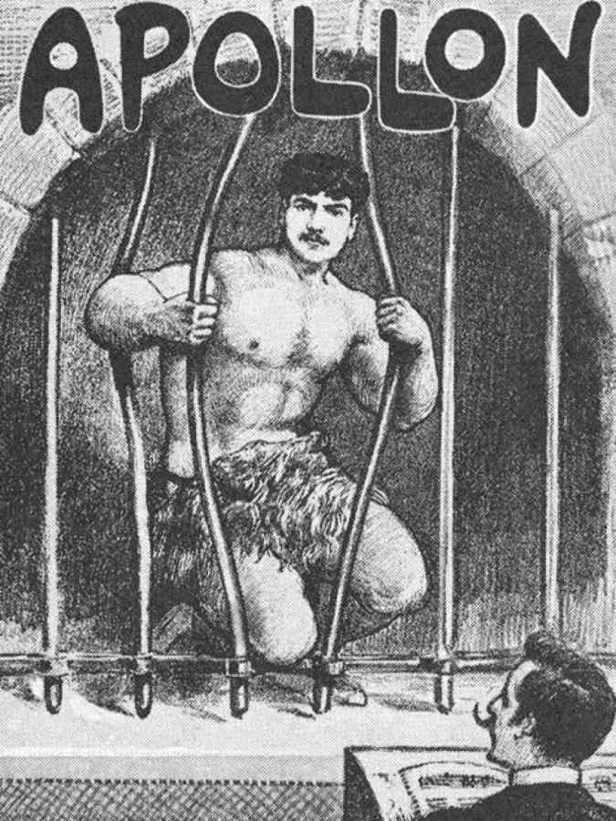 Imagen Cartel publicitario del célebre acto de Apollon doblando los barrotes de su celda.