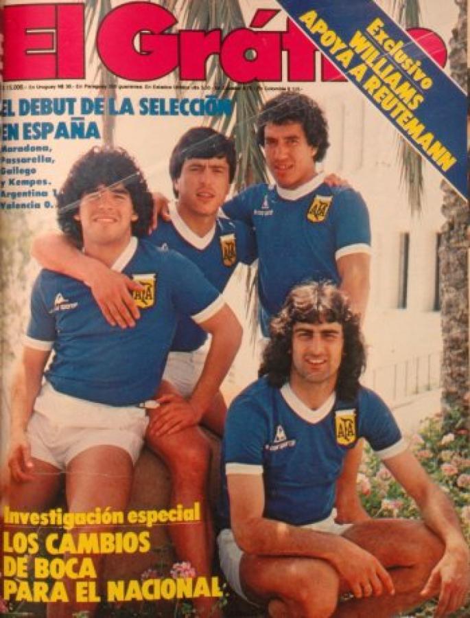 Imagen La tapa del 25 de agosto de 1981. Passarella abraza a Maradona, con ellos Gallego y Kempes.