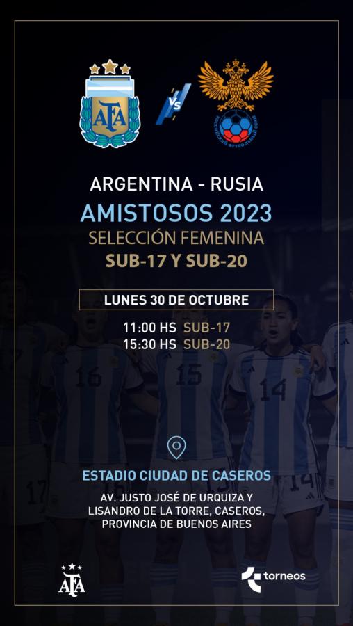 Imagen Las selecciones juveniles femeninas de Argentina se enfrentarán con Rusia.