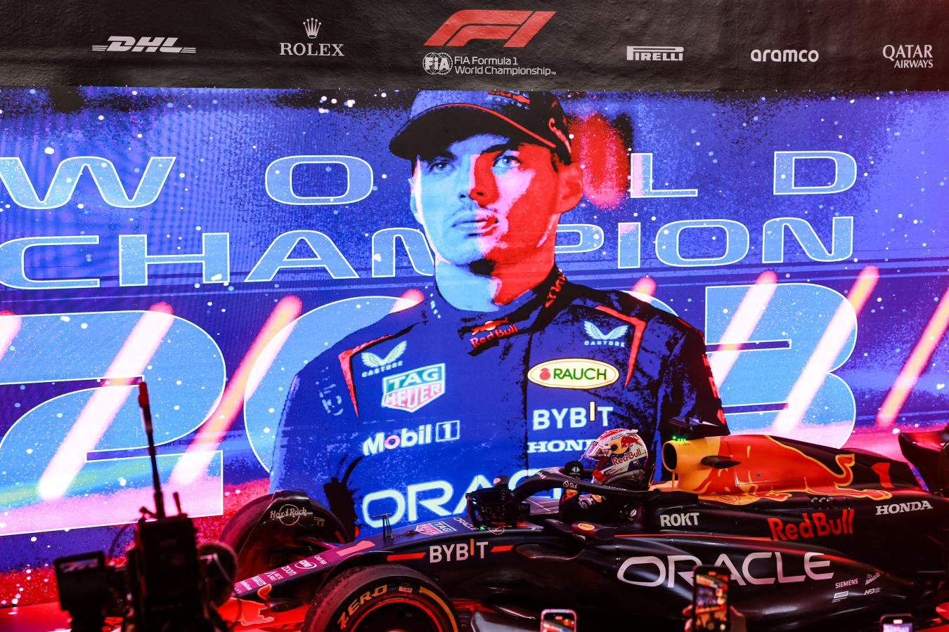 Imagen El festejo en Qatar con Verstappen como campeón. Foto: AFP